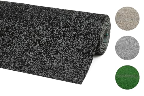 andiamo Kunstrasenteppich Deco mit Noppen - Kunstrasen Outdoor zur Verwendung als Balkon Teppich oder Rasenteppich Outdoor - wetterfest und zuschneidbar 200 x 400 cm Anthrazit von andiamo