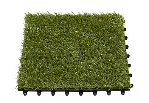 andiamo Kunstrasen Fliese Grasfliese für Balkon oder Terrasse 10er Set 30 x 30 cm = 0,9 m² in grün, Farbe:Grün, Größe:10-er Set von andiamo