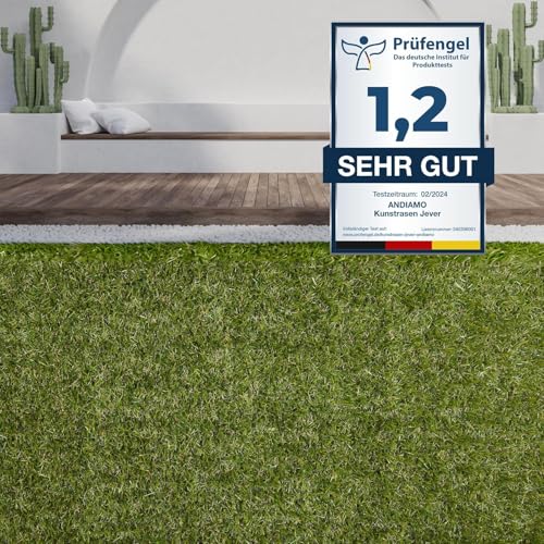 Andiamo Kunstrasen Jever Outdoor Teppich wetterfest – Rasenteppich für Balkon & Terrasse, wasserdurchlässig mit Drainage-Noppen, robuster Balkon Bodenbelag in Grün – Größe (133 x 300 cm) Andiamo Kunstrasen Jever Outdoor Teppich wetterfest – Rasenteppich für Balkon & Terrasse, wasserdurchlässig mit Drainage-Noppen, robuster Balkon Bodenbelag in Grün – Größe (133 x 300 cm) von andiamo