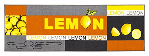 andiamo Kurzflor Läufer Lemon aus 100% Polyamid Küchenläufer mit Zitronen Muster, gelb, 50 x 70 cm von andiamo