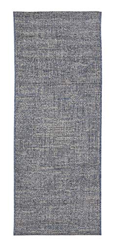 andiamo In- & Outdoor Teppich wetterfest und wasserdurchlässig Flachgewebe Kurzfloor 80 x 200 cm Blau-beige von andiamo