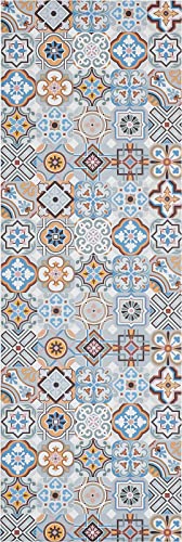 andiamo Läufer Flur Teppich Küche, waschbar, rutschhemmend, PVC, schadstoffgeprüft, Fliesen & Ornamente, Küchenläufer orientalisch, Farbe:Blau-Grau, Größe:120 x 170 cm von andiamo