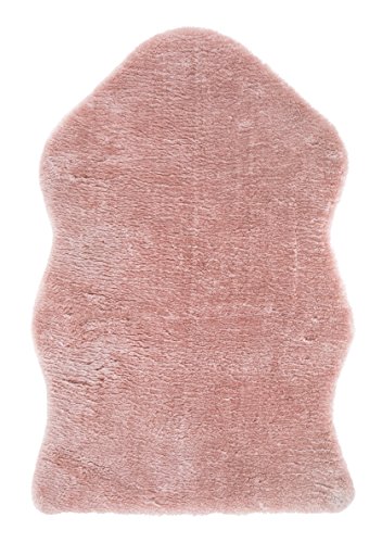 andiamo Teppich Lambskin - Kunstfell - flauschiger Teppich Schlafzimmer - geeignet als Bettvorleger Schlafzimmer oder als Fellteppich Wohnzimmer - Lammfellimitat pflegeleicht 55 x 80 cm rosa von andiamo