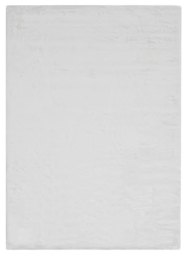 andiamo Kunstfell Novara Teppich Schlafzimmer - flauschiger Teppich zur Verwendung als Bettvorleger Schlafzimmer - gemütlicher Fellteppich Lammfell Imitat 60 x 120 cm Weiß von andiamo