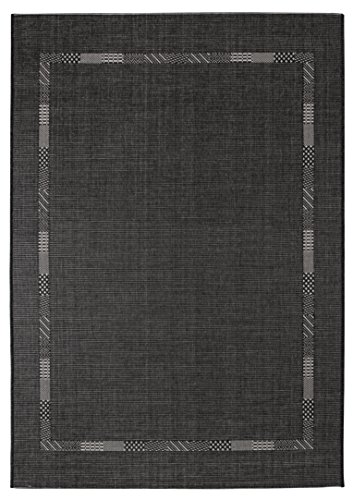 andiamo In- & Outdoor Teppich Louisville moderner Webteppich Bordüre vollständig umkettelt Flachgewebe Bettumrandung 67 x 140 cm anthrazit von andiamo