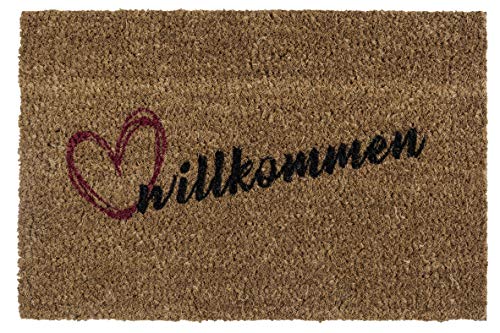 andiamo Fußmatte Kokos bedruckt - ideal als Fußmatte Outdoor Schmutzfangmatte oder Kokosmatte - Fußmatte außen pflegeleicht mit rutschhemmender Rückseite 40 x 60 cm Willkommen von andiamo