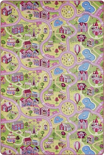 andiamo Straßenteppich Spielteppich Sugar Town, Kinderzimmerteppich in Pink/Rosa, weich & strapazierfähig, umweltschonend produziert, Größe:200 x 300 cm, 293321 von andiamo