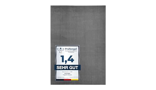 andiamo Teppich Arezzo waschbar Wohnzimmer Esszimmer pflegeleichter eleganter gemütlicher Wohnzimmerteppich Fellteppich einfarbig 120 x 170 cm anthrazit von andiamo