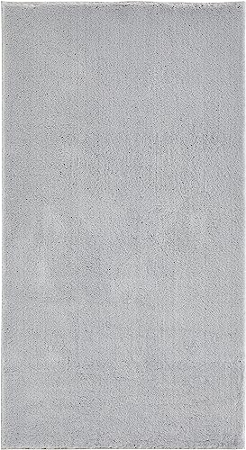 andiamo Teppich Arezzo waschbar Wohnzimmer Esszimmer pflegeleichter eleganter gemütlicher Wohnzimmerteppich Fellteppich einfarbig 80 x 200 cm Grau von andiamo