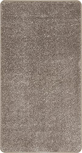 misento Teppich Shaggy klassischer einfarbiger Wohnzimmerteppich Schlafzimmer Esszimmer Taupe 80 x 150 cm von andiamo