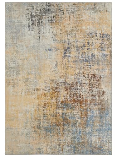 andiamo Teppich Pila | Dünner Designteppich für Wohnzimmer und Schlafzimmer | Abstrakt | Gelb-Blau 80 x 150 cm von andiamo