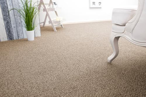 andiamo Teppichboden Meterware Carlos - Auslegware Teppichboden Bodenbelag Meterware aus Polypropylen - strapazierfähig und robust Beige 400 x 550 cm von andiamo
