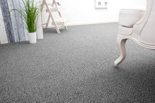 andiamo Auslegware Teppichboden Meterware Carlos - Teppichboden Auslegware & Teppich Meterware - Auslegware Teppich Meterware 4m & 5m breit - pflegeleichter Bodenbelag Grau - 400 x 600 cm von andiamo