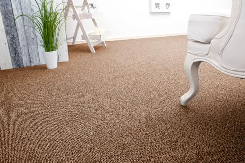 andiamo Teppichboden Meterware Carlos - Auslegware Teppichboden Bodenbelag Meterware aus Polypropylen - strapazierfähig und robust Mocca 400 x 350 cm von andiamo