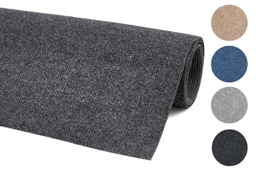 andiamo Teppichboden Milo - einfach zu verlegen - Auslegware Teppichboden - Meterware Bodenbelag in feiner Rippenstruktur - 200 x 500 cm Anthrazit von andiamo