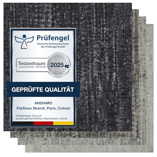 andiamo Teppichfliesen selbstklebend und zuschneidbar 40 x 40 cm - Bodenbelag aus Nadelfilz zuschneidbare Filzplatten selbstklebend 16 m² - 100 Stück Premium Anthrazit Stripes andiamo Teppichfliesen selbstklebend und zuschneidbar 40 x 40 cm - Bodenbelag aus Nadelfilz zuschneidbare Filzplatten selbstklebend 16 m² - 100 Stück Premium Anthrazit Stripes von andiamo