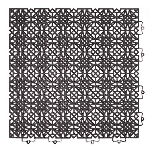 andiamo Terra Sol Terrassenfliesen Klicksystem – Kunststoffplatten für Balkon & Außenbereich – wetterfester Bodenbelag – 5 m² – schwarz von andiamo