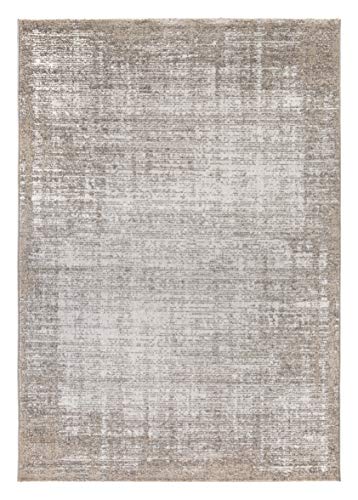 andiamo Webteppich moderner stilvoller Kurzflor Teppich robust und pflegeleicht aus 100% Polypropylen geeignet für Fußbodenheizung und Saugroboter 160 x 230 cm Streifen Beige von andiamo