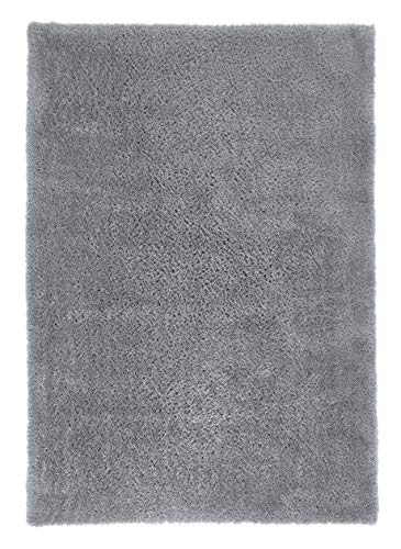 andiamo moderner Posada, Langflor Teppich kuschelig weich einfarbig, silber, Polyester, 160 x 230 cm von andiamo