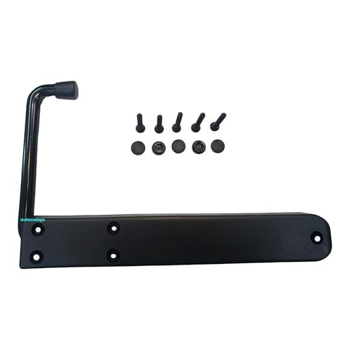 FP14 Raffhalter für Jalousien, 2 Stück, schwarz, Universal-Stopper aus ABS mit ausziehbarem Arm, Edelstahlfeder, wendbar rechts/links, Schrauben und Endkappen im Lieferumfang enthalten, robust, für von andromedagie