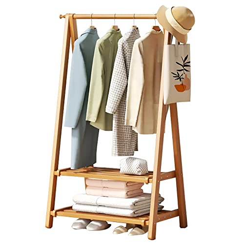 Bambus Kleiderständer, Garderobenständer Freistehender mit Kleiderstange, Kleiderständer Holz, Wäscheständer Offener, Offener Kleiderschrank System, 150kg Belastbar von angelfamily