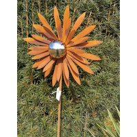 Edelrost Blume Alisa Mit Edelstahlkugel, Klein Rostblume Metallblume Gartedeko Rost von angelsgardendekoshop