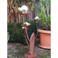Edelrost Blume Ferrum Mit Edelstahlkugeln Rostblume Metallblume Gartedeko Rost von angelsgardendekoshop