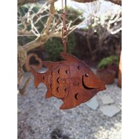 Edelrost Fisch 3D Zum Hängen Gartenko Metall Rostdeko Gartendeko von angelsgardendekoshop