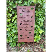 Edelrost Gartenschild Je Mehr Freude 120x45 cm Gartendeko Rost Rostdeko Gartendekoration Sichtschutz Sichtschutzwand von angelsgardendekoshop