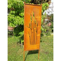 Edelrost Gartenschild Schilf 110x32 cm Gartendeko Rost Metall Rostdeko Paravent Sichtschutz von angelsgardendekoshop