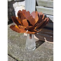Edelrost Gartenstecker Pfingstrose Gartendeko Rost Gartendekoration Rostdeko Metall von angelsgardendekoshop