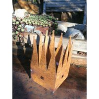 Edelrost Krone, Eckig Gartendeko Rost Metall Rostdeko von angelsgardendekoshop