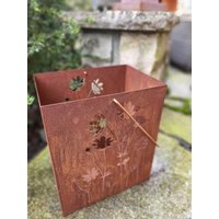 Edelrost Laterne Lamia, Rechteckig Gartendeko Rostdeko Metall von angelsgardendekoshop