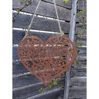 Edelrost Ranken-Herz Zum Hängen Gartenko Metall Rostdeko Gartendeko von angelsgardendekoshop