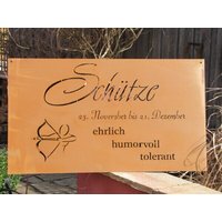 Edelrost Sternzeichen Gedichttafel "Schütze" Rostschild Metallschild Dekoschild Wandschild Spruchschild Edelrostschild von angelsgardendekoshop