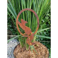 Edelrost Topfstecker Eichhörnchen Laufend Gartenko Metall Rostdeko Gartendeko von angelsgardendekoshop