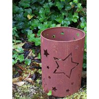 Edelrost Windlicht Cilia Sterne Gartendeko Rostdeko Metall Laterne von angelsgardendekoshop