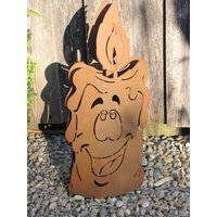 Edelrost Windlicht Lachende Kerze Gartendeko Rost Metall Rostdeko von angelsgardendekoshop