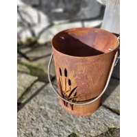 Edelrost Windlicht Schilf Gartendeko Rostdeko Metall Laterne von angelsgardendekoshop