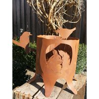Edelrost Windlicht Waldleben Gartendeko Rostdeko Metall von angelsgardendekoshop