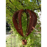 Edelrost Windrad Heißluftballon Gartendeko Rost Gartendekoration Rostdeko Metall von angelsgardendekoshop