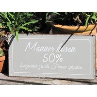 Shabby Chic Metallspruchschild "50 Prozent" von angelsgardendekoshop