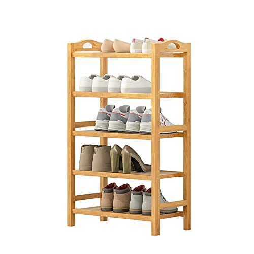 Schuhregal mit 5 Ablagefächern,Schuhschrank aus Bambus Badregal 5 Böden Standregal Holzregal,50x26x90cm Küchenregal Pflanzregal Schuhregal für Bad Küche Wohnzimmer Flur Balkon von angroups