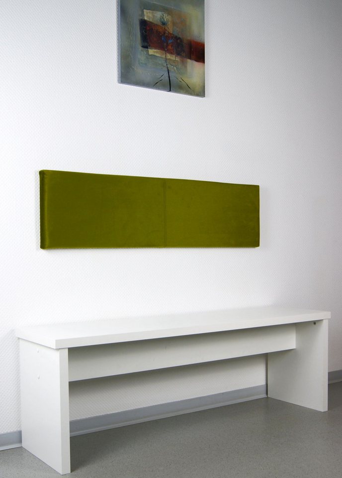 Lycce Kopfstütze L Wandkissen Breite 115cm mit Montage-Set - SAMT - in oliv oder senf, (1 St) von Lycce