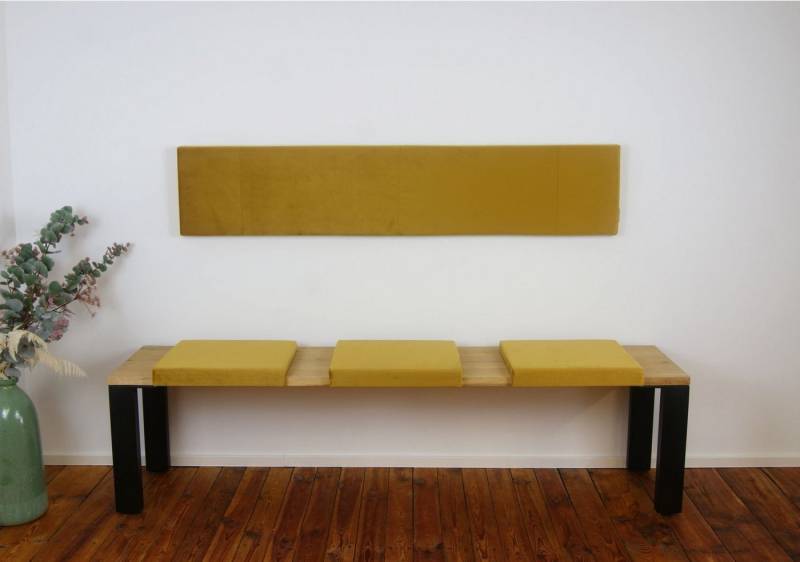 Lycce Kopfstütze XXL Wandkissen, Wandschutz, Nackenstütze, Kopfstütze 150cm x 30cm, (1 St), mit Montage-Set - SAMT in oliv oder senf, made in Germany von Lycce