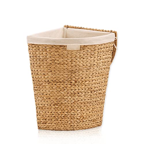 Lycce Wäschekorb mit Deckel 30L, Wasserhyazinthe, Eckig, Platzsparend, Natürliches Design, Klein von Lycce