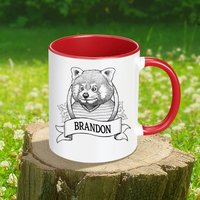 Personalisierbare Tasse Mit Rotem Panda | Personalisierter Text Repräsentiere Einen Geliebten Menschen Handgezeichnetem Tierportrait von animalfolkfamily