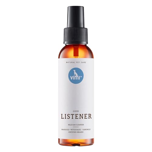 animaux vimi Ohrreiniger Good Listener - Ohr-Reiniger-Spray für empfindliche Hundeohren - Ohrenpflege mit Kamille, Ringelblume & Zaubernuss - für eine gründliche & milde Reinigung - 100 ml von animaux