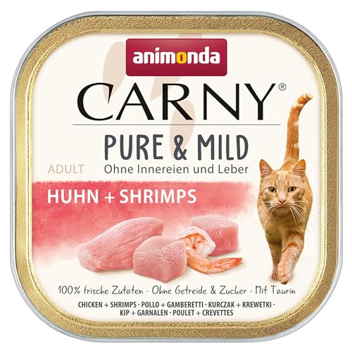 animonda Carny Katzen Nassfutter Pure & Mild Huhn + Shrimps (32 x 100 g), Leicht verdauliches Katzenfutter für sensible Katzen, ohne Getreide und Zucker von animonda Carny