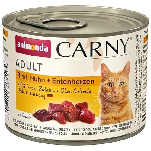 Carny Katzen Nassfutter Rind + Huhn + Entenherzen (6 x 200g), Katzen Nassfutter von animonda ohne Getreide und Zucker, mit frischen fleischlichen Zutaten Carny Katzen Nassfutter Rind + Huhn + Entenherzen (6 x 200g), Katzen Nassfutter von animonda ohne Getreide und Zucker, mit frischen fleischlichen Zutaten von animonda Carny